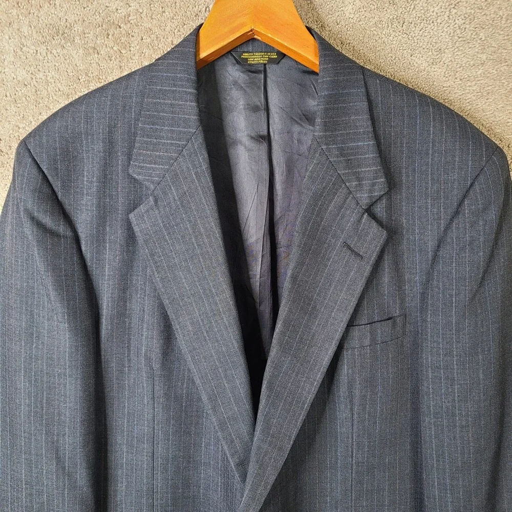 Vintage John Weitz by Palm Beach Jacket Men 42L Gray Striped Blazer 2 Button USA